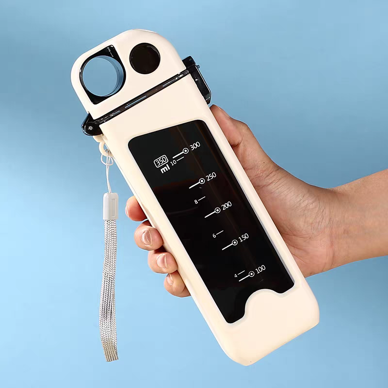 Smart Water Bottle Tracker - 1pc 350ml sports water bottle, square