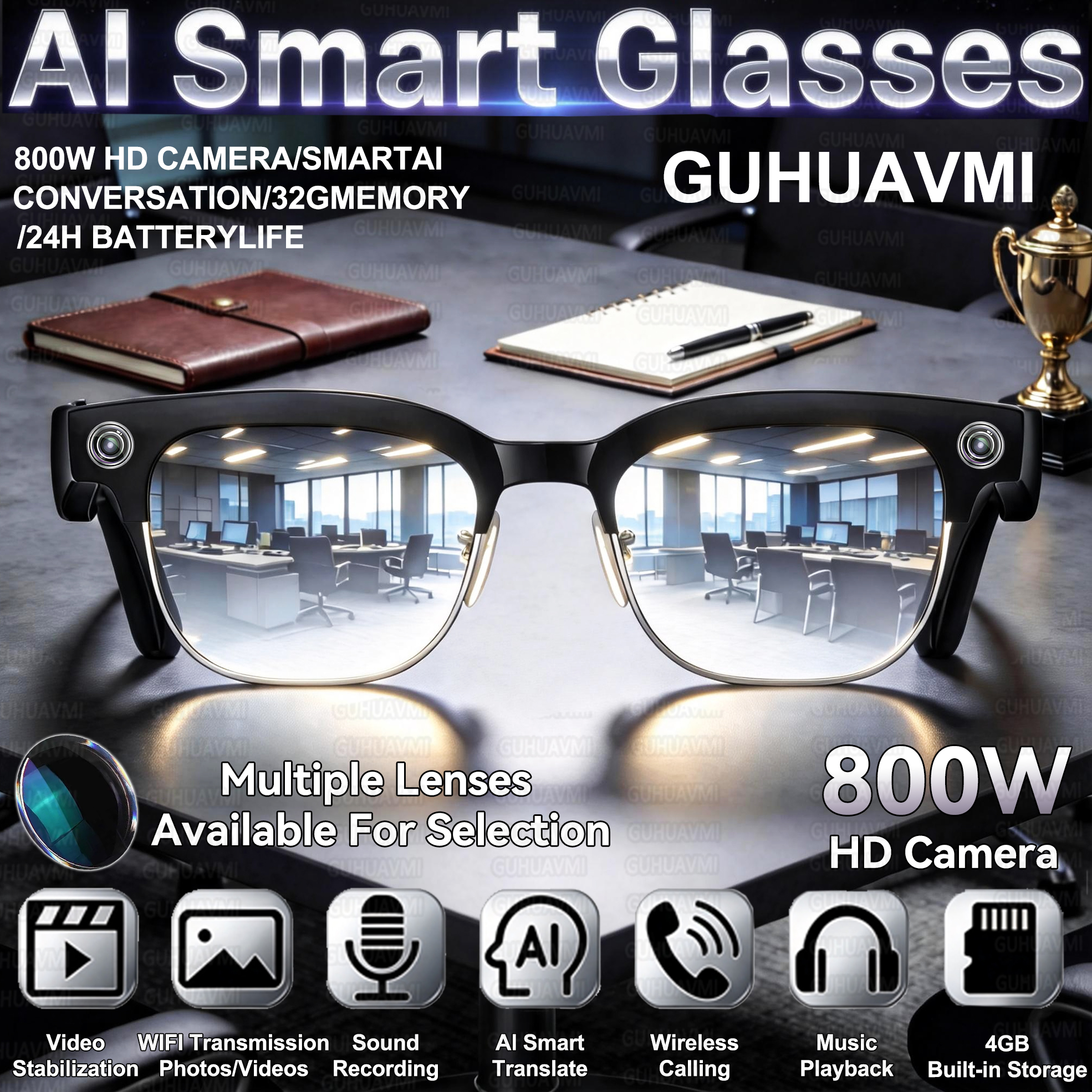 Action Camera 4K - New HOT Business Smart Glasses Men